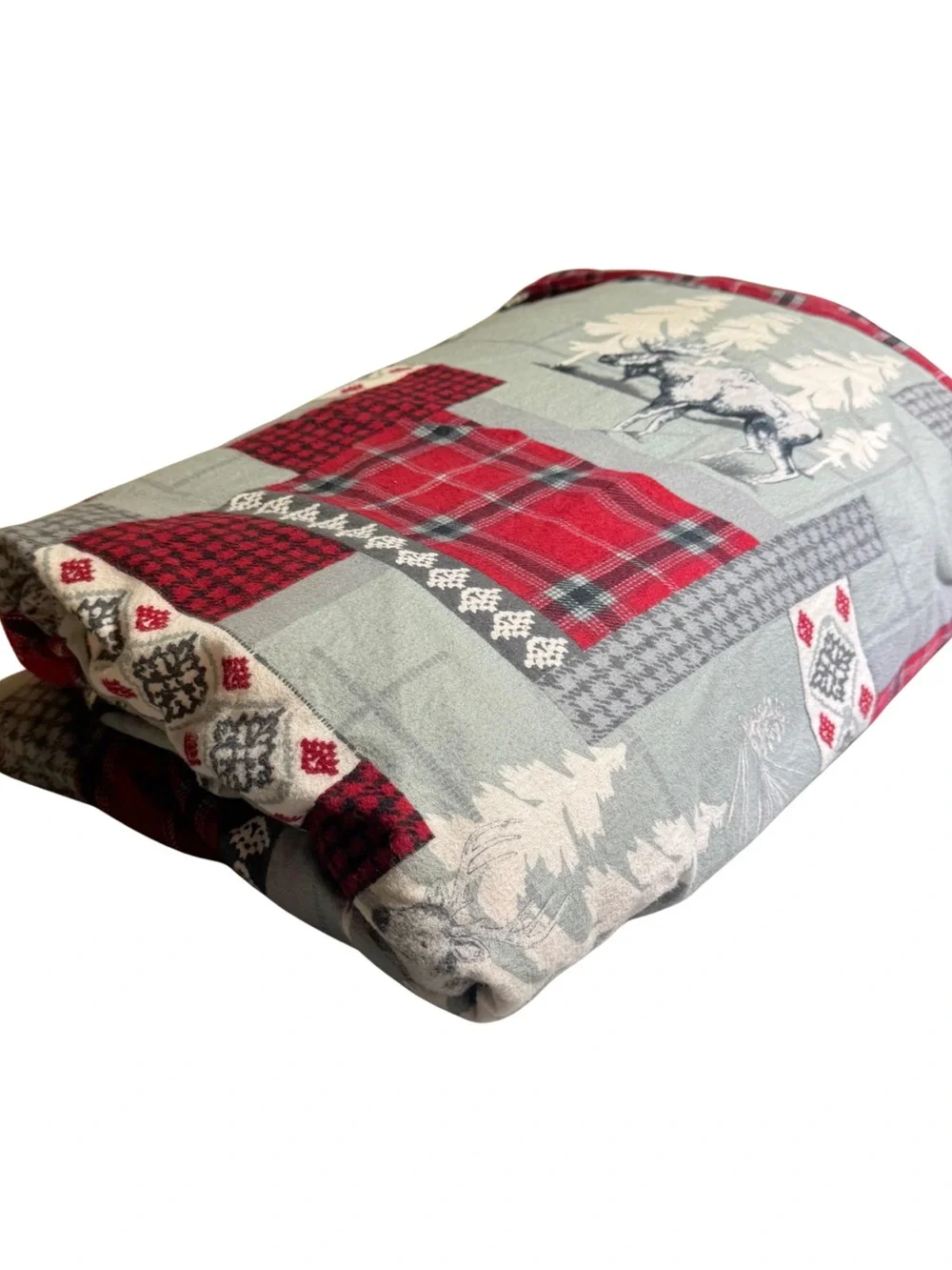 Cuddl Duds Red Lodge Flannel Plaid Reversible King Duvet Cover Winter Cozy Warm